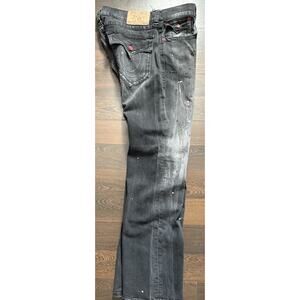 True Religion Section Straight Jeans Flap Men's 36x30" Paint Splash Black